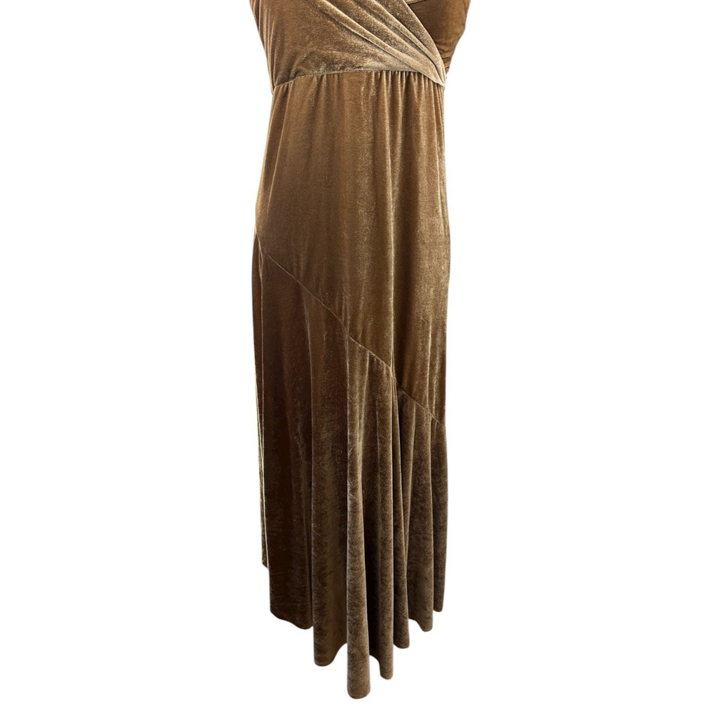 Mia Joy Crushed Velvet Maxi Sleeveless Dress Mocha Brown Women's Size Large - Picture 5 of 15
